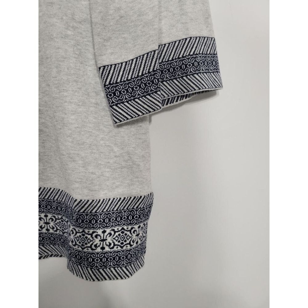 Chico's 0 Women's Heather Grey 3/4th Sleeve Size Small Geometric‎ Trim - Picture 2 of 4